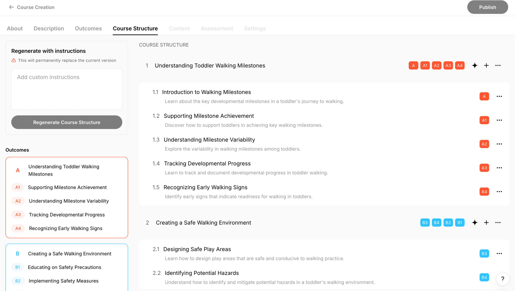 Course builder UI